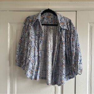 Free People Floral Button-Up Blouse